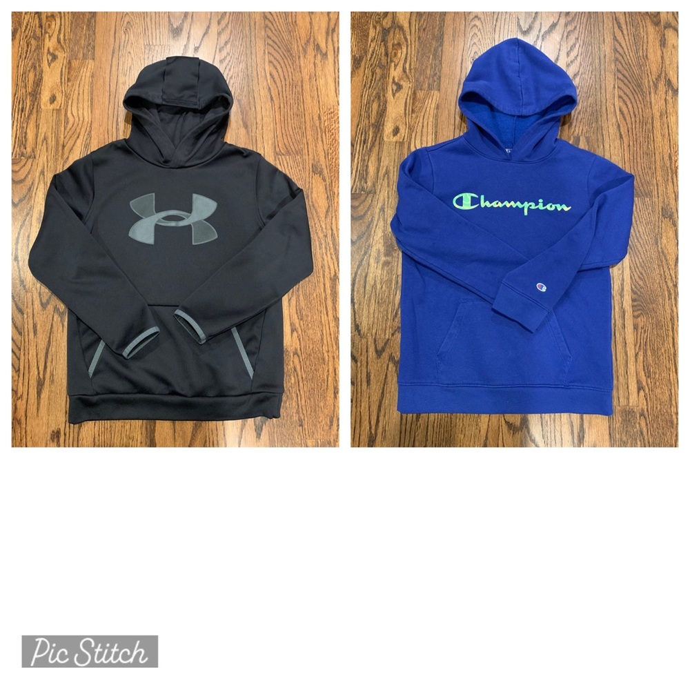 Under Armour & Champion hoodies, Youth Medium, 2 for $15.